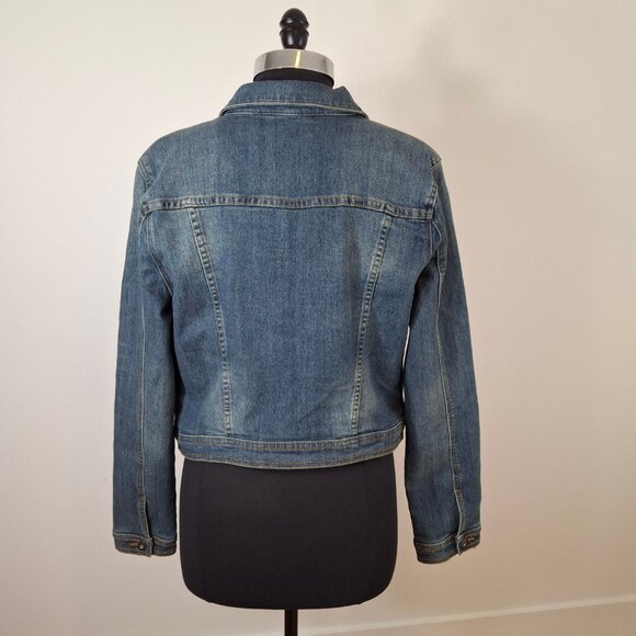 Vintage Just FAB Cropped Distressed Jean Jacket  Sz XL - Picture 11 of 12